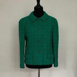 Vintage 60s emerald green tweed jacket sz M
